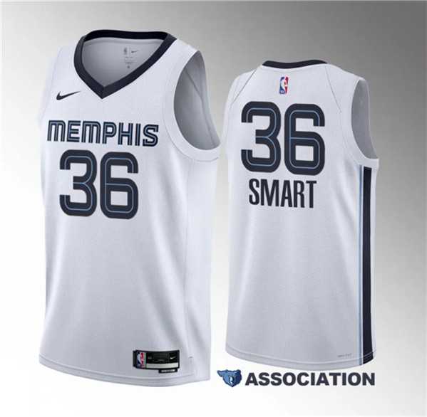 Mens Memphis Grizzlies #36 Marcus Smart White 2023 Draft Association Edition Stitched Basketball Jersey